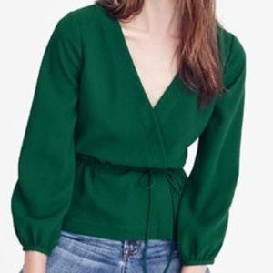 J. Crew DRAPEY CREPE FAUX-WRAP TOP